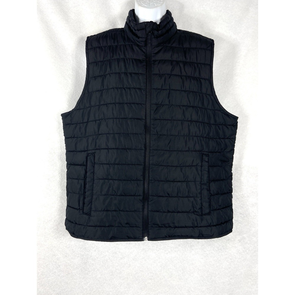 Gap Vest Mens XL Black ColdControl Quilted Puffer Full Zip Water Resistant